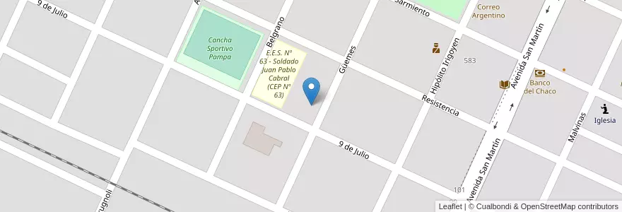 Mapa de ubicacion de Escuela de Educación Técnica Nº 52 - Carlos René Andión en 阿根廷, Chaco, Almirante Brown, Municipio De Pampa Del Infierno, Pampa Del Infierno.