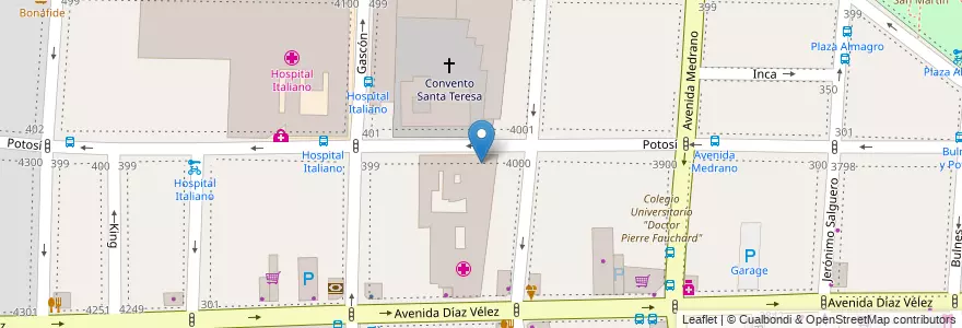 Mapa de ubicacion de Escuela de Enfermería del Htal. Italiano, Almagro en Аргентина, Буэнос-Айрес, Comuna 5, Буэнос-Айрес.