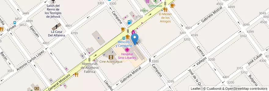 Mapa de ubicacion de Escuela de Enfermería del Htal. Sirio Libanés, Villa Devoto en アルゼンチン, Ciudad Autónoma De Buenos Aires, Comuna 12, ブエノスアイレス, Comuna 11.