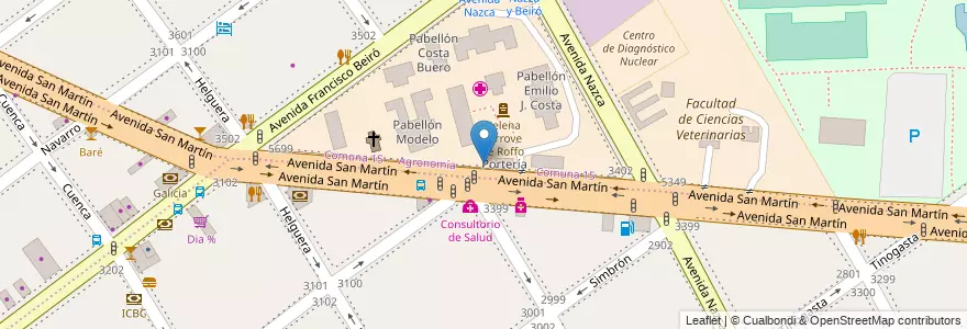 Mapa de ubicacion de Escuela de Enfermería Helena Larroque de Roffo, Agronomia en 아르헨티나, Ciudad Autónoma De Buenos Aires, 부에노스아이레스, Comuna 11.