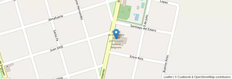 Mapa de ubicacion de Escuela de Enseñanza Media 239 Crucero General Belgrano en Argentine, Santa Fe, Departamento San Jerónimo, Municipio De Bernardo De Irigoyen.