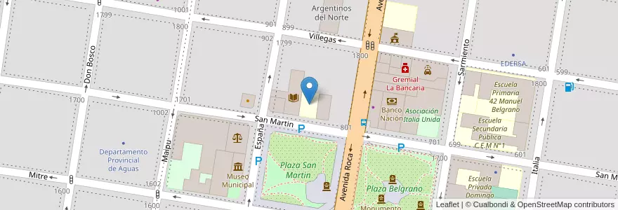 Mapa de ubicacion de Escuela de formación cooperativa y laboral N° 2 en Argentina, Provincia Di Río Negro, General Roca, Departamento General Roca, General Roca.
