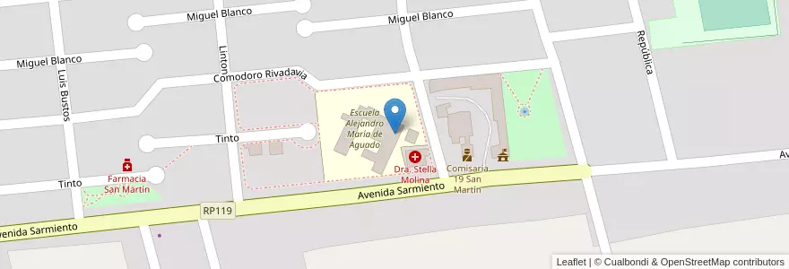Mapa de ubicacion de Escuela de Formación Profesional Madre Teresa de Calcuta en Argentinië, San Juan, Chili, San Martín.