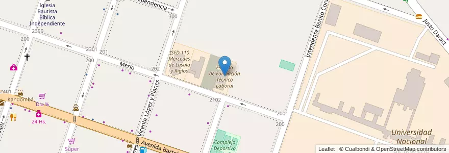 Mapa de ubicacion de Escuela de Formación Técnico Laboral en アルゼンチン, ブエノスアイレス州, Partido De Moreno, Moreno.