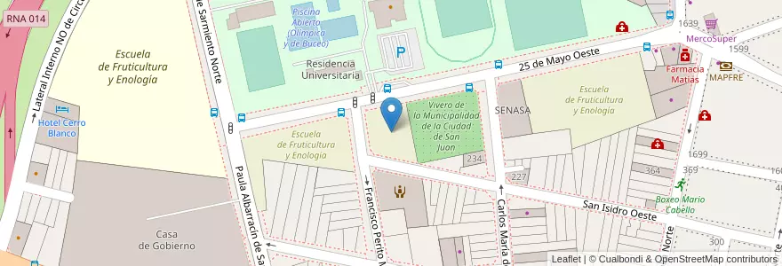 Mapa de ubicacion de Escuela de Fruticultura y Enología en الأرجنتين, سان خوان, تشيلي, Capital.