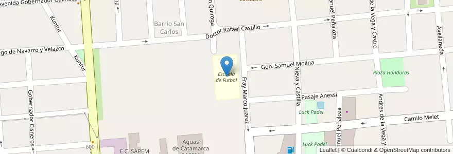 Mapa de ubicacion de Escuela de Futbol en Arjantin, Catamarca, Departamento Capital, Municipio De San Fernando Del Valle De Catamarca, San Fernando Del Valle De Catamarca.
