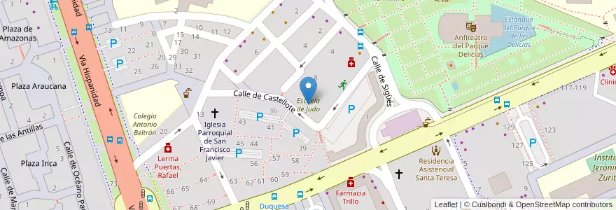 Mapa de ubicacion de Escuela de Judo en 西班牙, Aragón, 萨拉戈萨, Zaragoza, 萨拉戈萨.