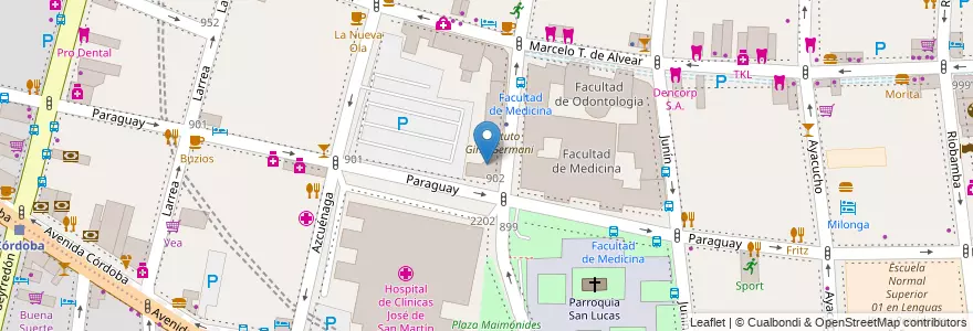 Mapa de ubicacion de Escuela de Kinesiología y Fisiatría, Recoleta en Argentina, Ciudad Autónoma De Buenos Aires, Comuna 2, Buenos Aires.