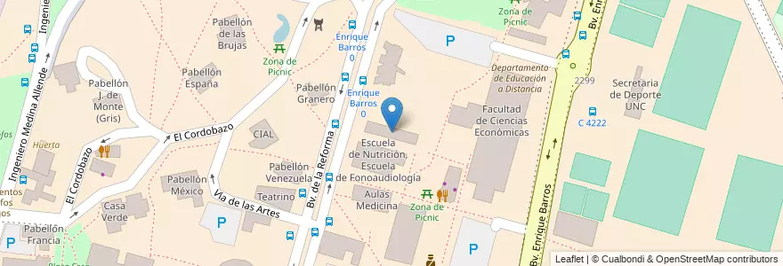 Mapa de ubicacion de Escuela de Kinesiología en Argentina, Córdoba, Departamento Capital, Pedanía Capital, Cordoba, Municipio De Córdoba.