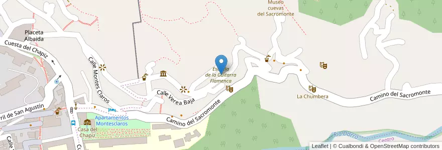Mapa de ubicacion de Escuela de la Guitarra Flamenca en إسبانيا, أندلوسيا, غرناطة, Comarca De La Vega De Granada, Granada.
