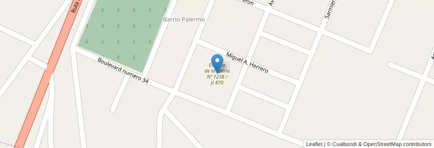 Mapa de ubicacion de Escuela de la Patria Nº 1238 / JI 870 en 아르헨티나, Santiago Del Estero, Departamento Loreto.