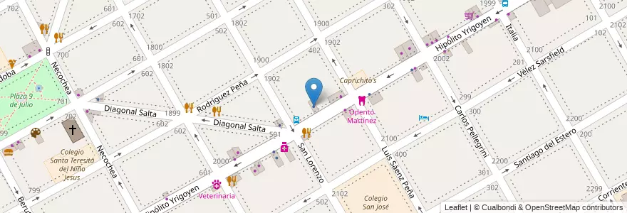 Mapa de ubicacion de Escuela de la Voz y de Arte en 아르헨티나, 부에노스아이레스주, Partido De San Isidro, Martínez.