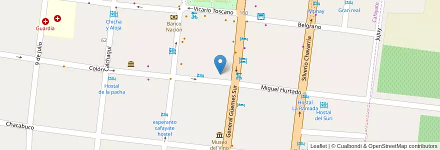 Mapa de ubicacion de Escuela de Manualidades 5111 en アルゼンチン, サルタ州, Cafayate, Municipio De Cafayate.
