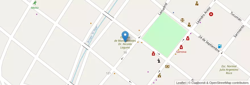 Mapa de ubicacion de Escuela de Manualidades Dr. Nicolás Laguna en Arjantin, Tucumán, Departamento Monteros, Municipio De Monteros, Monteros.