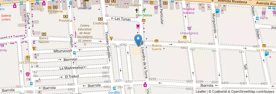 Mapa de ubicacion de Escuela de Música 14, Liniers en الأرجنتين, Ciudad Autónoma De Buenos Aires, Comuna 9, Buenos Aires.