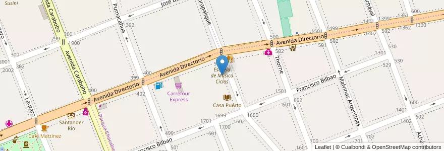 Mapa de ubicacion de Escuela de Música Ciclos, Parque Chacabuco en Argentine, Ciudad Autónoma De Buenos Aires, Comuna 7, Buenos Aires.