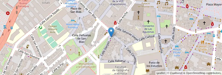 Mapa de ubicacion de Escuela de Música Gombau en 西班牙, Castilla Y León, Salamanca, Campo De Salamanca, Salamanca.