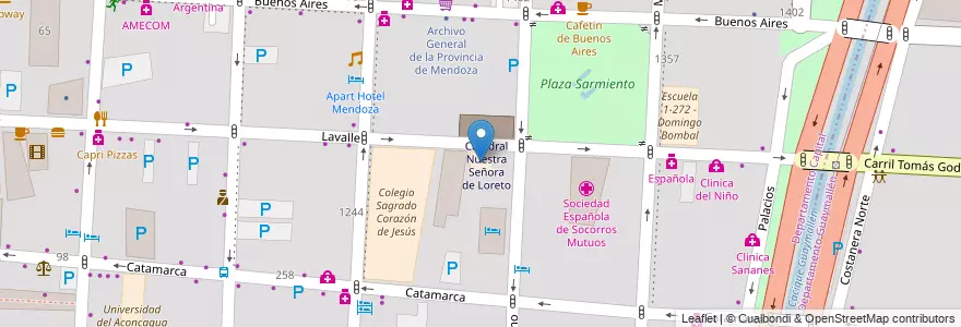 Mapa de ubicacion de Escuela de Musica - UNCuy en آرژانتین, شیلی, Mendoza, Departamento Capital, Ciudad De Mendoza, Sección 3ª Parque O'Higgins.