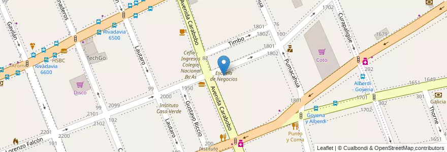 Mapa de ubicacion de Escuela de Negocios, Flores en Аргентина, Буэнос-Айрес, Comuna 7, Буэнос-Айрес.