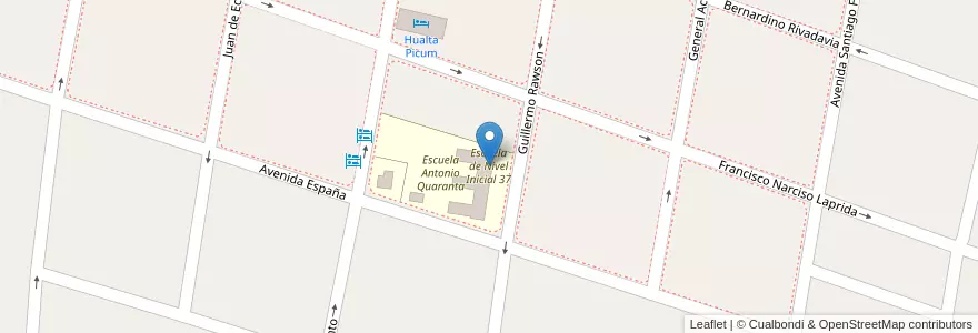 Mapa de ubicacion de Escuela de Nivel Inicial 37 en アルゼンチン, チリ, サンフアン州, San José De Jáchal.