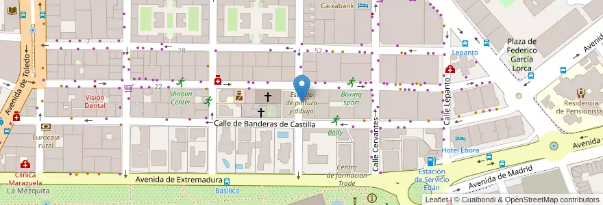 Mapa de ubicacion de Escuela de pintura y dibujo en إسبانيا, قشتالة-لا مانتشا, طليطلة, Talavera, Talavera De La Reina.