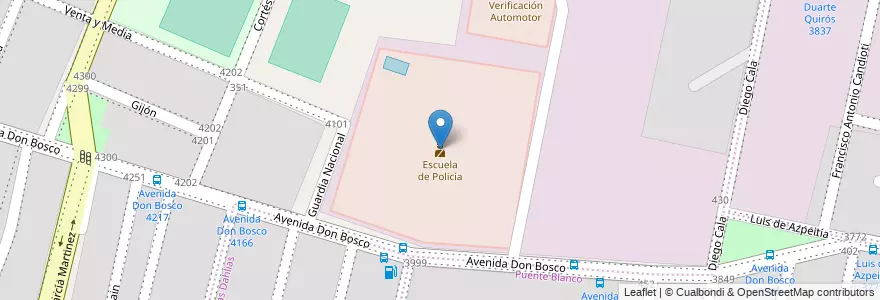 Mapa de ubicacion de Escuela de Policía en Argentinien, Provinz Córdoba, Departamento Capital, Pedanía Capital, Córdoba, Municipio De Córdoba.