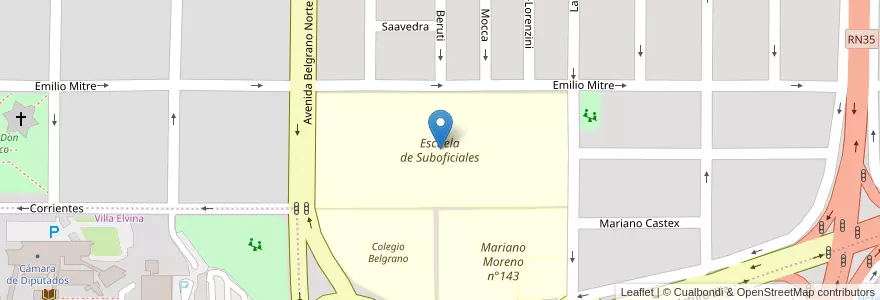 Mapa de ubicacion de Escuela de Suboficiales en アルゼンチン, ラ・パンパ州, Municipio De Santa Rosa, Departamento Capital, Santa Rosa.