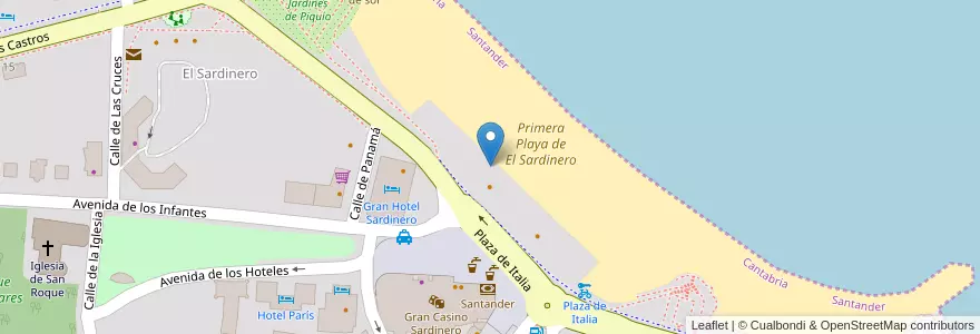 Mapa de ubicacion de Escuela de Surf Sardinero en Spain, Cantabria, Cantabria, Santander, Santander.