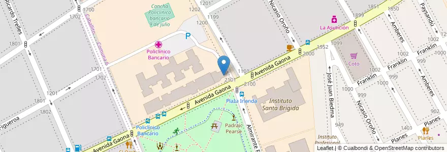 Mapa de ubicacion de Escuela del Policlínico Bancario 9 de julio, Caballito en 아르헨티나, Ciudad Autónoma De Buenos Aires, 부에노스아이레스, Comuna 6.