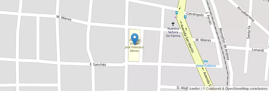 Mapa de ubicacion de Escuela Doctor José Francisco Mieres en الأرجنتين, Córdoba, Departamento Punilla, Pedanía Rosario, Municipio De Cosquín.