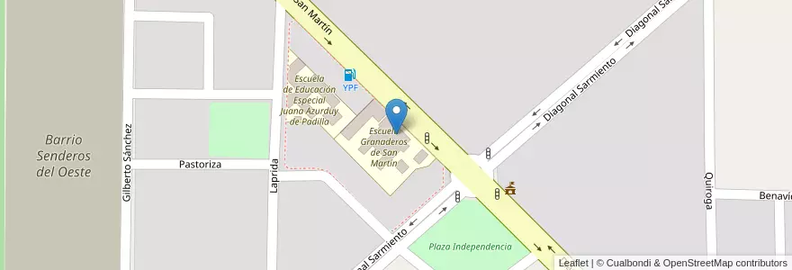 Mapa de ubicacion de Escuela Doctor Ricardo Balbín en アルゼンチン, サンフアン州, チリ, 9 De Julio.