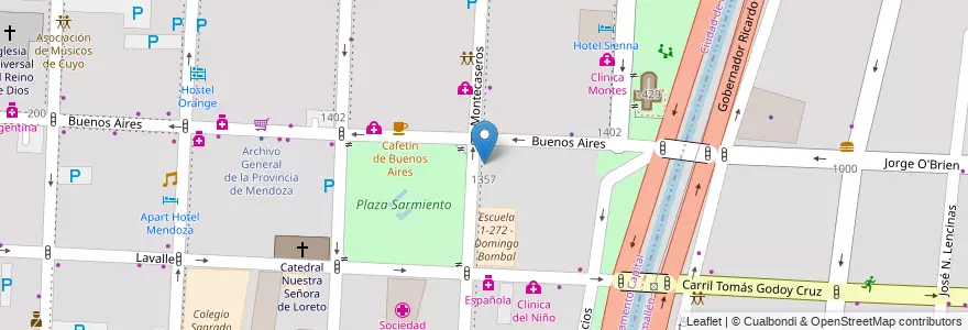 Mapa de ubicacion de Escuela Domiciliaria 2-034 Dr. Ricardo Gutierrez en アルゼンチン, チリ, メンドーサ州, Departamento Capital, Ciudad De Mendoza, Sección 3ª Parque O'Higgins.