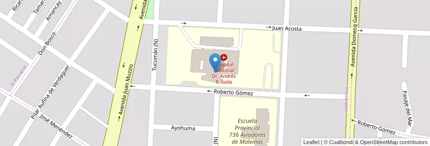 Mapa de ubicacion de Escuela Domiciliaria Hospitalaria 305 en Argentine, Chubut, Puerto Madryn, Departamento Biedma.