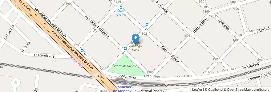 Mapa de ubicacion de Escuela Domingo Savio en アルゼンチン, ブエノスアイレス州, Partido De La Matanza, Aldo Bonzi.