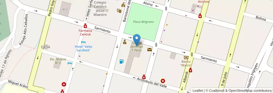 Mapa de ubicacion de Escuela Domingo T. Pérez en アルゼンチン, フフイ州, Departamento San Pedro, Municipio De San Pedro De Jujuy.