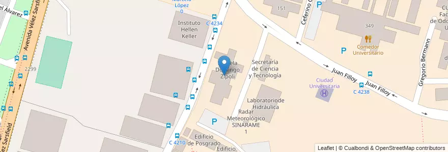 Mapa de ubicacion de Escuela Domingo Zípoli en アルゼンチン, コルドバ州, Departamento Capital, Pedanía Capital, Córdoba, Municipio De Córdoba.