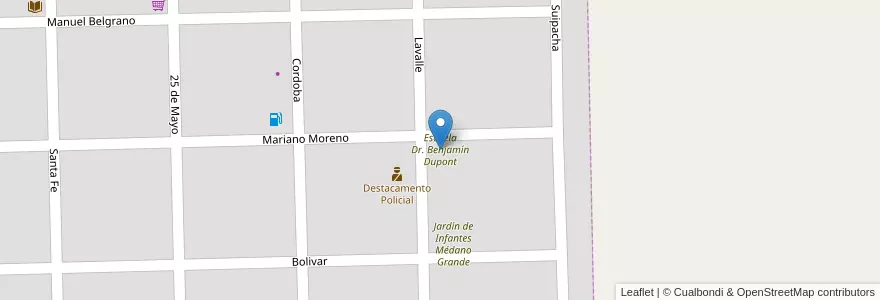 Mapa de ubicacion de Escuela Dr. Benjamín Dupont en الأرجنتين, Córdoba, Departamento General Roca, Pedanía Italó, Municipio De Italó, Italó.
