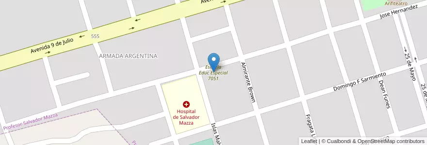 Mapa de ubicacion de Escuela Educ Especial 7051 en الأرجنتين, Salta, General San Martín, Municipio De Profesor Salvador Mazza, Profesor Salvador Mazza.