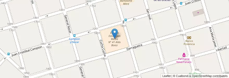 Mapa de ubicacion de Escuela Educacion Media N° 41 Aldo Bonzi en アルゼンチン, ブエノスアイレス州, Partido De La Matanza, Aldo Bonzi.