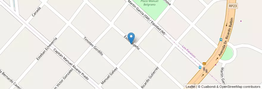 Mapa de ubicacion de Escuela EES N°25 en アルゼンチン, ブエノスアイレス州, Partido De Moreno, Trujui.