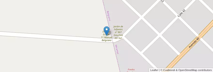 Mapa de ubicacion de Escuela EGB nº 11 Manuel Belgrano en アルゼンチン, ブエノスアイレス州, Partido De General Alvarado, Miramar.