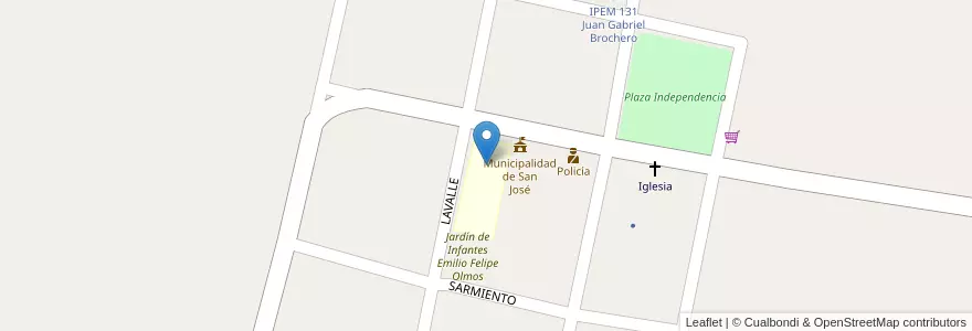 Mapa de ubicacion de Escuela Emilio Felipe Olmos en 阿根廷, Córdoba, Departamento San Javier, Pedanía Dolores, Comuna De San José.