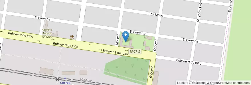 Mapa de ubicacion de Escuela Enseñanza Media 260 "J. Pedroni" en アルゼンチン, サンタフェ州, Departamento Iriondo, Municipio De Correa, Correa.