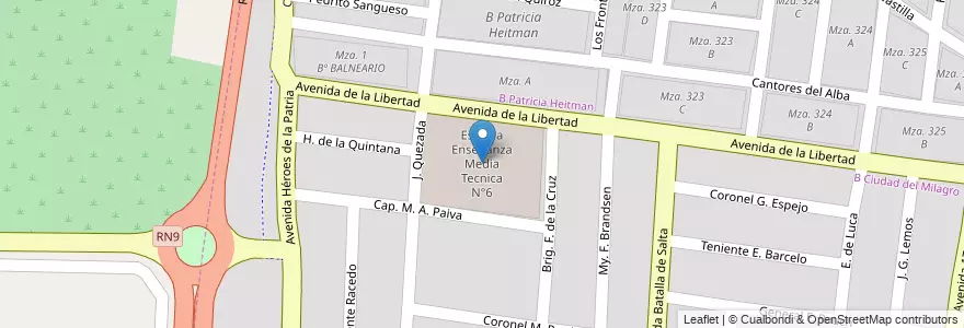 Mapa de ubicacion de Escuela Enseñanza Media Tecnica N°6 en Argentinien, Salta, Capital, Municipio De Salta.