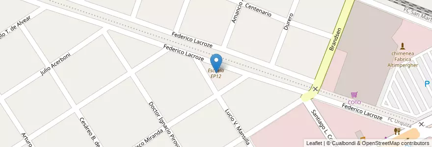Mapa de ubicacion de Escuela EP12 en Arjantin, Buenos Aires, Partido De José C. Paz.