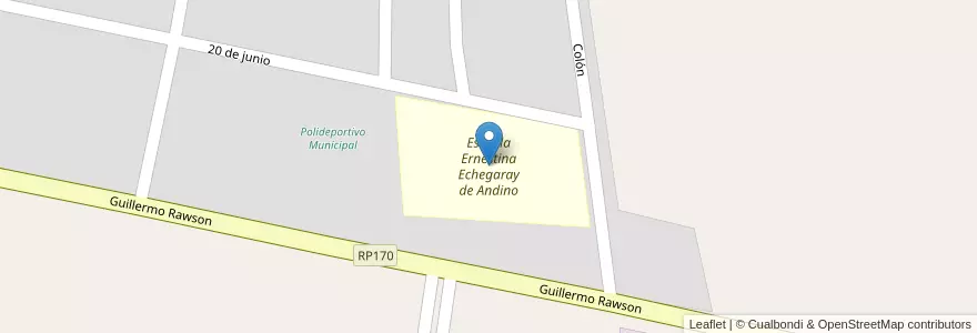 Mapa de ubicacion de Escuela Ernestina Echegaray de Andino en Arjantin, San Juan, Şili, San Martín.