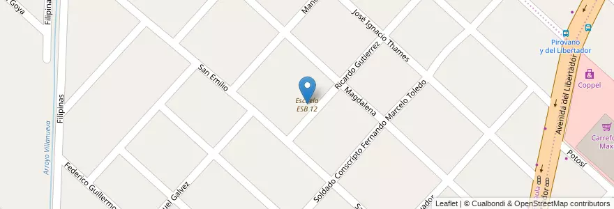 Mapa de ubicacion de Escuela ESB 12 en Arjantin, Buenos Aires, Partido De Moreno, Trujui.