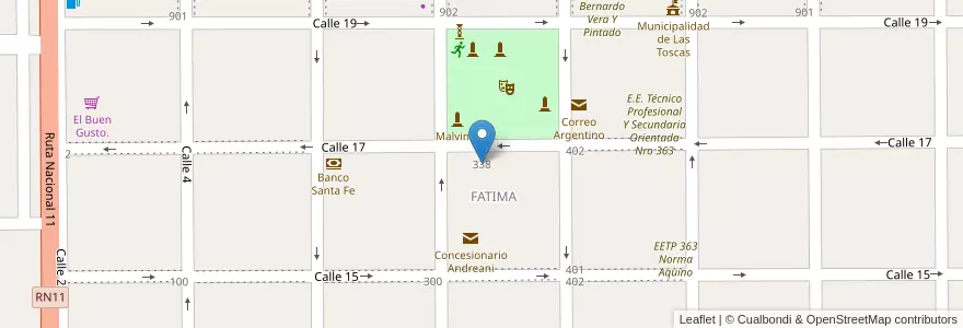 Mapa de ubicacion de Escuela Especial 2095 Rufino Del Fabro en Argentina, Santa Fe, Departamento General Obligado, Municipio De Las Toscas.
