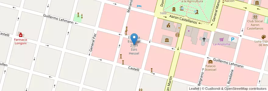Mapa de ubicacion de Escuela Especial 2109 Luis Hessel en Argentinien, Santa Fe, Departamento Las Colonias, Municipio De Esperanza, Esperanza.