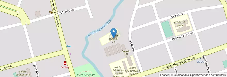 Mapa de ubicacion de Escuela Especial 33 en アルゼンチン, ミシオネス州, Departamento General Manuel Belgrano, Municipio De Comandante Andresito, Comandante Andresito.